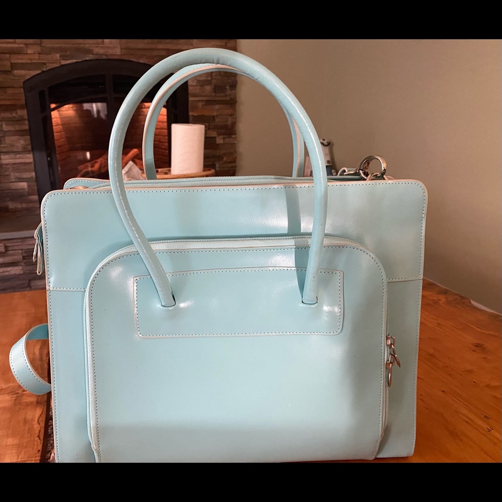 McKlein W Series, Lake Forest, Top Grain Cowhide Leather Laptop Briefcase, Aqua